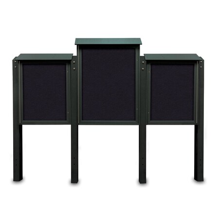 United Visual Products Sliding Door Indoor Enclosed Corkboard, 7 UV9028ACS-BRONZE-BLACK